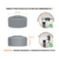 Capuchons pour poteaux ronds de couleur gris. Embout plastique pour des dimensions de poteaux de 2" avec dimensions et guide de mesure correcte du capuchon.