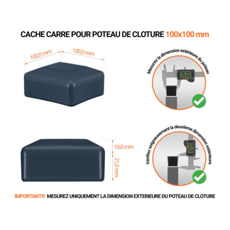 Capuchons pour poteaux de clôture carrés 100x100 mm Anthracite 10 pcs