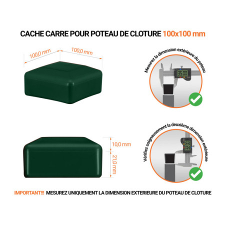 Capuchons pour poteaux de clôture carrés 100x100 mm Vert 10 pcs