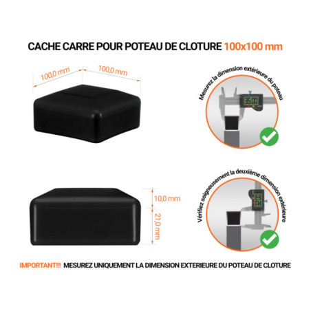 Capuchons pour poteaux de clôture carrés 100x100 mm Noir 10 pcs