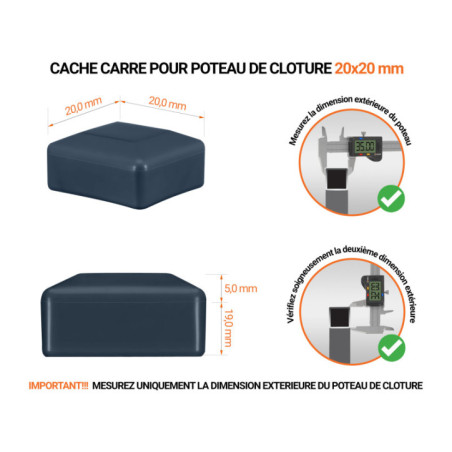 Capuchons pour poteaux de clôture carrés 20x20 mm Anthracite 10 pcs