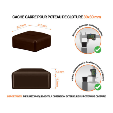 Capuchons pour poteaux de clôture carrés 30x30 mm Marron 10 pcs