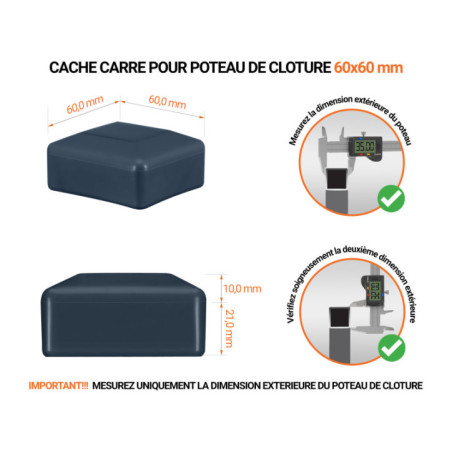 Capuchons pour poteaux de clôture carrés 60x60 mm Anthracite 10 pcs