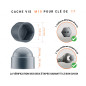 Cache-écrous M10 et clé de 17 en couleur Anthracite 100 pcs Cache écrou M10 et clé de 17 en couleur anthracite avec dimensions et guide de mesure correcte du cache vis plastique.