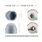 Cache-écrous M18 et clé de 27 en couleur Gris 100 pcs Cache écrou M18 et clé de 27 en couleur gris avec dimensions et guide de mesure correcte du cache vis plastique.