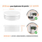 Embout blanc_x001f_ pour tube rond de 102 mm avec dimensions techniques et guide de mesure correcte du bouchon plastique.