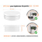Embout blanc_x001f_ pour tube rond de 12 mm avec dimensions techniques et guide de mesure correcte du bouchon plastique.