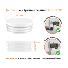 Bouchon plastique pour tube rond 3/4" Blanc 10 pcs