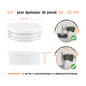 Embout blanc pour tube rond de 3/4" avec dimensions techniques et guide de mesure correcte du bouchon plastique.