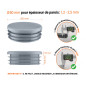 Embout gris pour tube rond de 50 mm avec dimensions techniques et guide de mesure correcte du bouchon plastique.