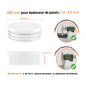 Embout blanc_x001f_ pour tube rond de 80 mm avec dimensions techniques et guide de mesure correcte du bouchon plastique.