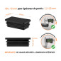 Embout noir pour tubes rectangulaires de 15x40 mm avec dimensions techniques et guide de mesure correcte du bouchon.