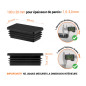 Embout noir pour tubes rectangulaires de 20x100 mm avec dimensions techniques et guide de mesure correcte du bouchon.