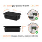 Embout noir pour tubes rectangulaires de 20x24 mm avec dimensions techniques et guide de mesure correcte du bouchon.
