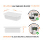 Embout blanc pour tubes rectangulaires de 25x80 mm avec dimensions techniques et guide de mesure correcte du bouchon.