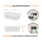 Embout blanc pour tubes rectangulaires de 60x120 mm avec dimensions techniques et guide de mesure correcte du bouchon.