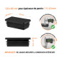 Embout noir pour tubes rectangulaires de 80x120 mm avec dimensions techniques et guide de mesure correcte du bouchon.