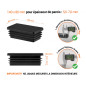 Embout noir pour tubes rectangulaires de 80x140 mm avec dimensions techniques et guide de mesure correcte du bouchon.