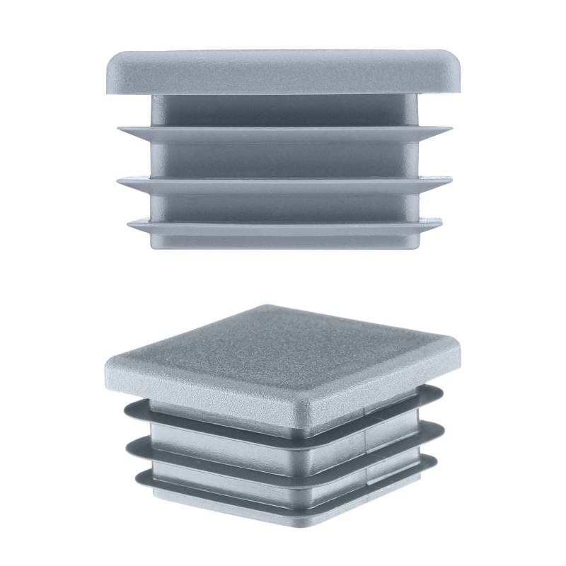 Bouchon plastique pour tube carré 10x10 mm Gris 10 pcs