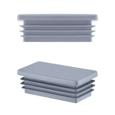 Bouchon plastique pour tube rectangulaire 10x30 mm Gris 10 pcs