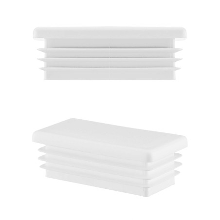 Bouchon plastique pour tube rectangulaire 15x20 mm Blanc 10 pcs