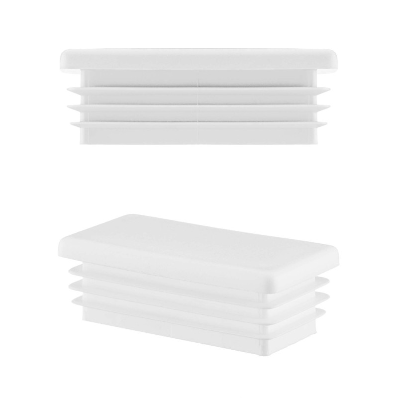 Bouchon plastique pour tube rectangulaire 30x80 mm Blanc 10 pcs