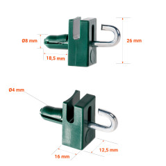 Supports de tension avec clou à crochet pour clôture. Garantie de 10 ans!