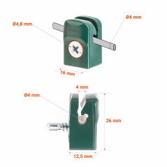 Supports de tension avec vis autotaraudeuse pour clôture. Garantie 10 ans!