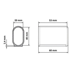 Bague de glissement pour tube ovale 20x40 Noir