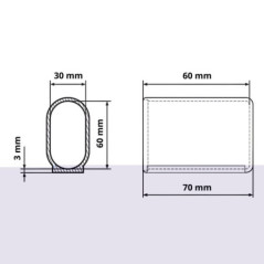 Bague de glissement pour tube ovale 30x60 embout ovale en polyéthylène 30x60 EMFA GmbH
