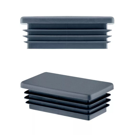 Bouchon plastique anthracite pour tube rectangulaire 30x60 mm.