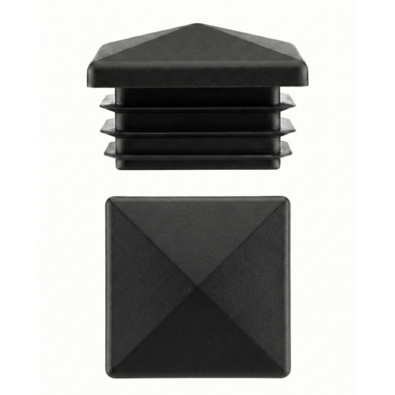 Bouchon pyramidal pour tubes carrés en PE 50x50 Noir