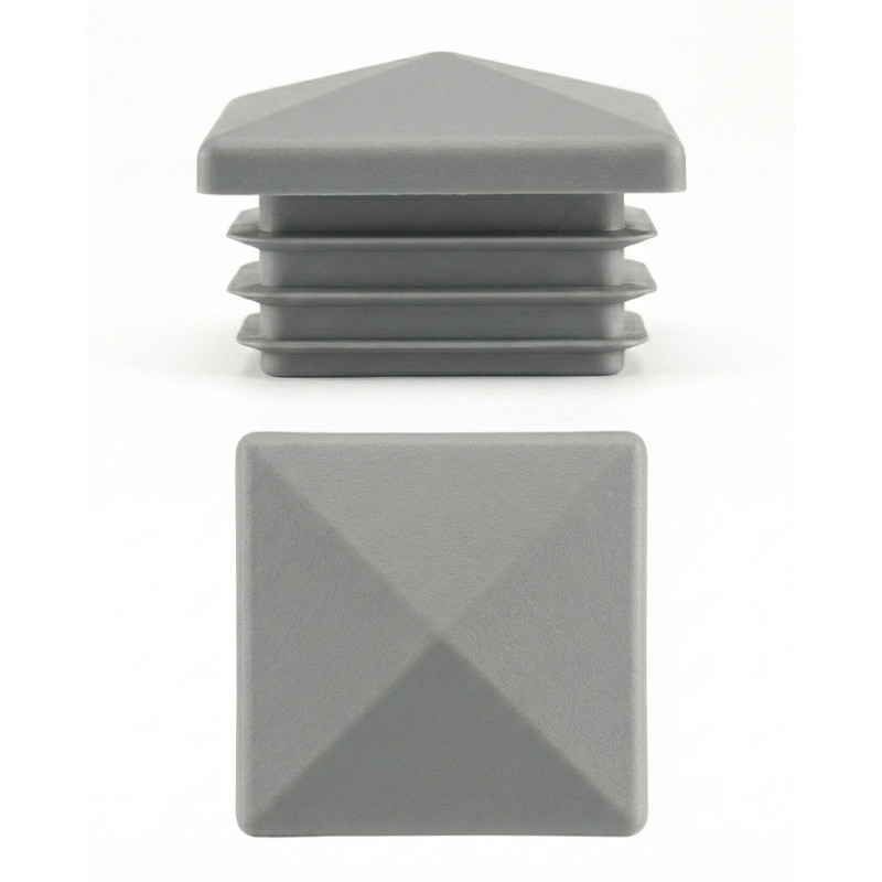 Bouchon pyramidal pour tubes carrés en PE 80x80 Gris