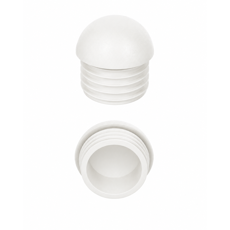 Embout demi-sphérique pour tube rond 20 mm Blanc