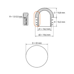 Embout demi-sphérique pour tube rond 22 mm Blanc