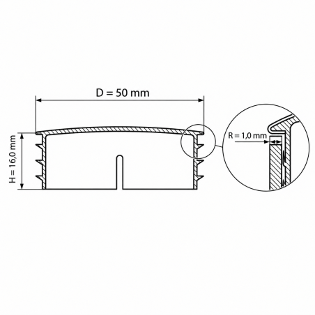 Embout rond avec capuchon métallique chromé 50 mm bouchon pour tube rond chromé 50 EMFA GmbH