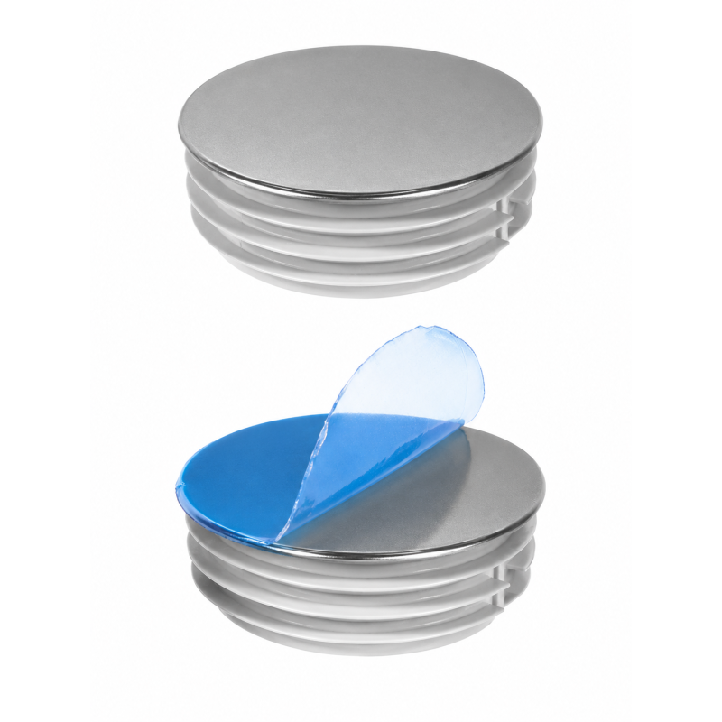 Embout rond avec capuchon métallique chromé 60 mm Effet chrome