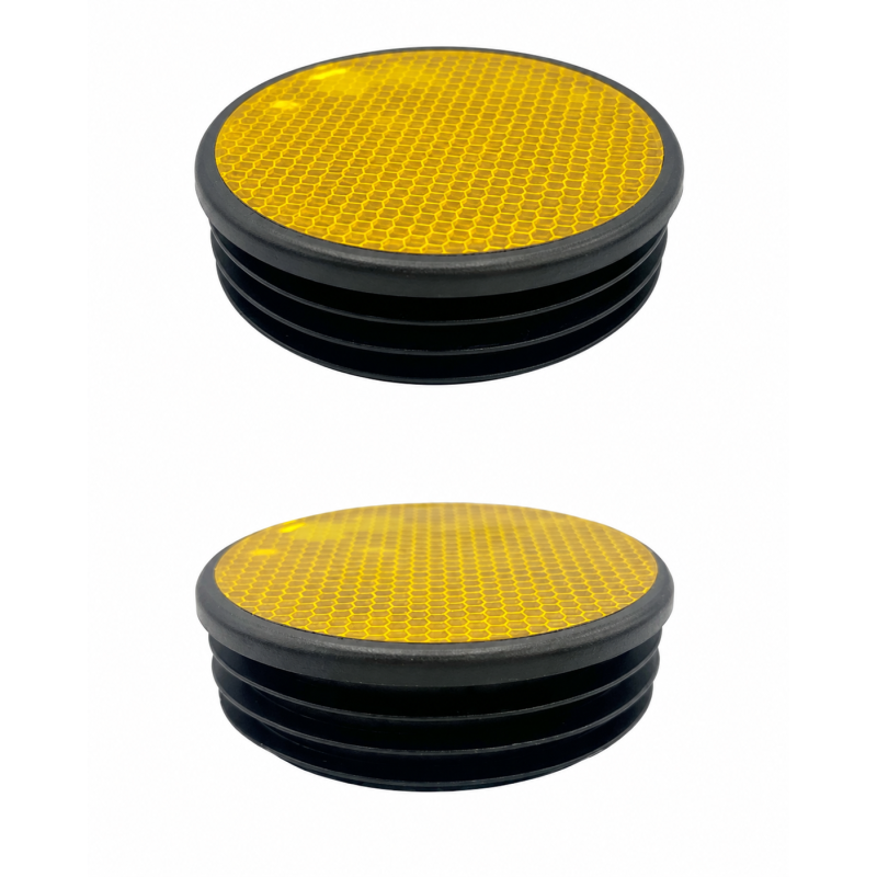 Embout à lamelles pour tube rond avec pastille réfléchissante 90 mm Noir Embout à lamelles pour tube rond avec pastille réfléchissante 90 mm Noir