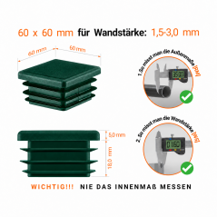 Bouchon Pour Tube Carré 60x60 mm Vert