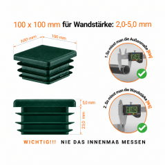Bouchon Pour Tube Carré 100x100 mm Vert