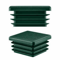 Bouchon plastique vert pour tube carré 30x30 mm. Bouchons à lamelles, capuchon carré, embout pour tube EMFA.