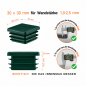Bouchon plastique vert pour tube carré 30x30 mm. Bouchons à lamelles, capuchon carré, embout pour tube EMFA.