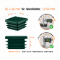 Bouchon plastique vert pour tube carré 50x50 mm. Bouchons à lamelles, capuchon carré, embout pour tube EMFA.