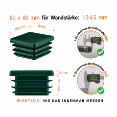 Bouchon Pour Tube Carré 80x80 mm Vert