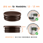 Bouchon plastique brun pour tube rond 18 mm. Bouchons à lamelles, capuchon rond, embout pour tube rond EMFA.