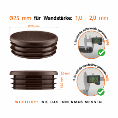 Bouchon Pour Tube Rond 25 mm Brun