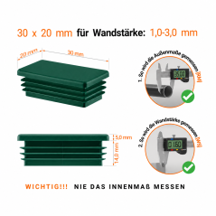 Bouchon Pour Tube Rectangulaire 20x30 mm Vert