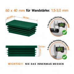 Bouchon Pour Tube Rectangulaire 40x60 mm Vert