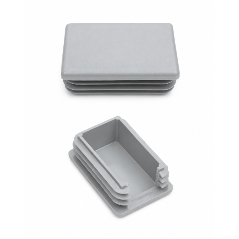 Embout lamellaire rectangulaire avec découpe et pliage pour poteaux de clôture 60x40 mm Gris