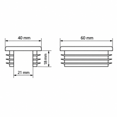 Embout lamellaire rectangulaire avec découpe et pliage pour poteaux de clôture 60x40 mm Gris